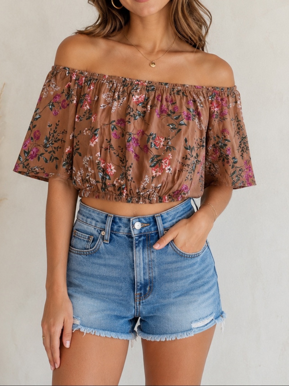 NWT Off the Shoulder Floral Crop Top